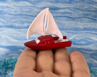 Miniature Sailboat Yacht, Plastic Model, Cupcake Cake Topper, Figure, Fairy Beach Garden Accessories, Diorama Terrarium, Boat Craft Supply