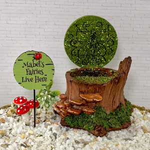 Miniature Personalized Sign Ladybug, Fairy Hatch, Mini Mushrooms, Fairy Home House Stump Opens Closes Hinged Accessories Accessory Terrarium