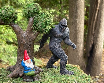 5" Tall Miniature Bigfoot Figurine, Mini Garden Gnome, Sasquatch figurine cake topper, diorama miniatures, fairy garden accessories