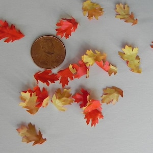 Miniature Leaves Fall accessories for fairy garden, dollhouse, terrarium craft supply, artificial oak leaves, faux leaf, autumn leaves