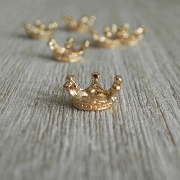 Miniature Crown fairy garden accessories, craft supply, dollhouse miniatures, gold tone