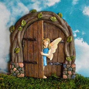 Fairy Door Peek-a-Boo, hinged fairy door, fairy garden accessory, miniature fairy door opens, resin fairy door, indoor outdoor fairy door