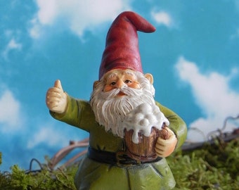 Miniature Gnome fairy garden accessories - cheers beer - fairy accessory - fairy garden supplies - figurine - miniature beer mug