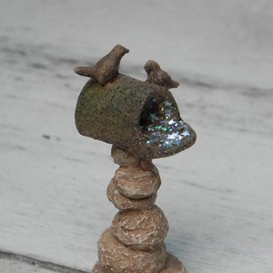 Fairy Garden Mailbox - accessory for miniature garden, terrarium - fairy sparkle stars - fairy accessories - stone look