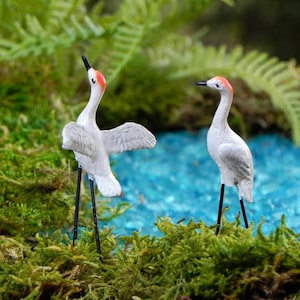 2 Miniature Cranes, Miniature Sandhill Cranes, Terrarium Supply, Fairy Garden Accessories, diorama accessory, craft supplies