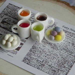 Miniature Easter Egg Coloring Set, Fairy Garden Accessory, Dollhouse Easter Miniature, Egg Dying Set, Miniature Fairy News Newspaper