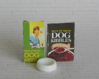 pretend food /& water on mat Dollhouse Miniatures Handcrafted cat food dish set