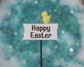 Fairy Garden Easter Sign, miniature Happy Easter sign, fairy garden accessory, garden miniatures, miniature chick or miniature easter egg