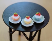 ONE Miniature cupcake on plate fairy food fairy garden accessories assorted cupcakes dollhouse kitchen miniatures