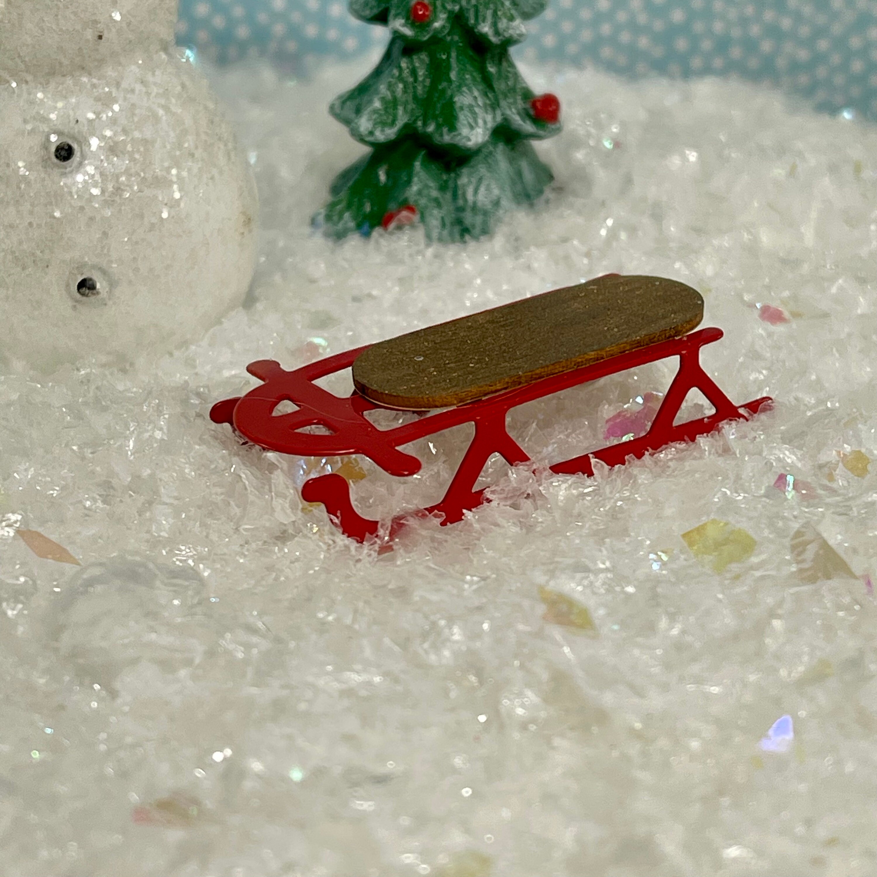 Miniature Snowman, Mini Round Sled, Miniatures for Dollhouse Porch, Fairy  Garden Accessories, Christmas Miniatures Figurine for Tiered Tray 