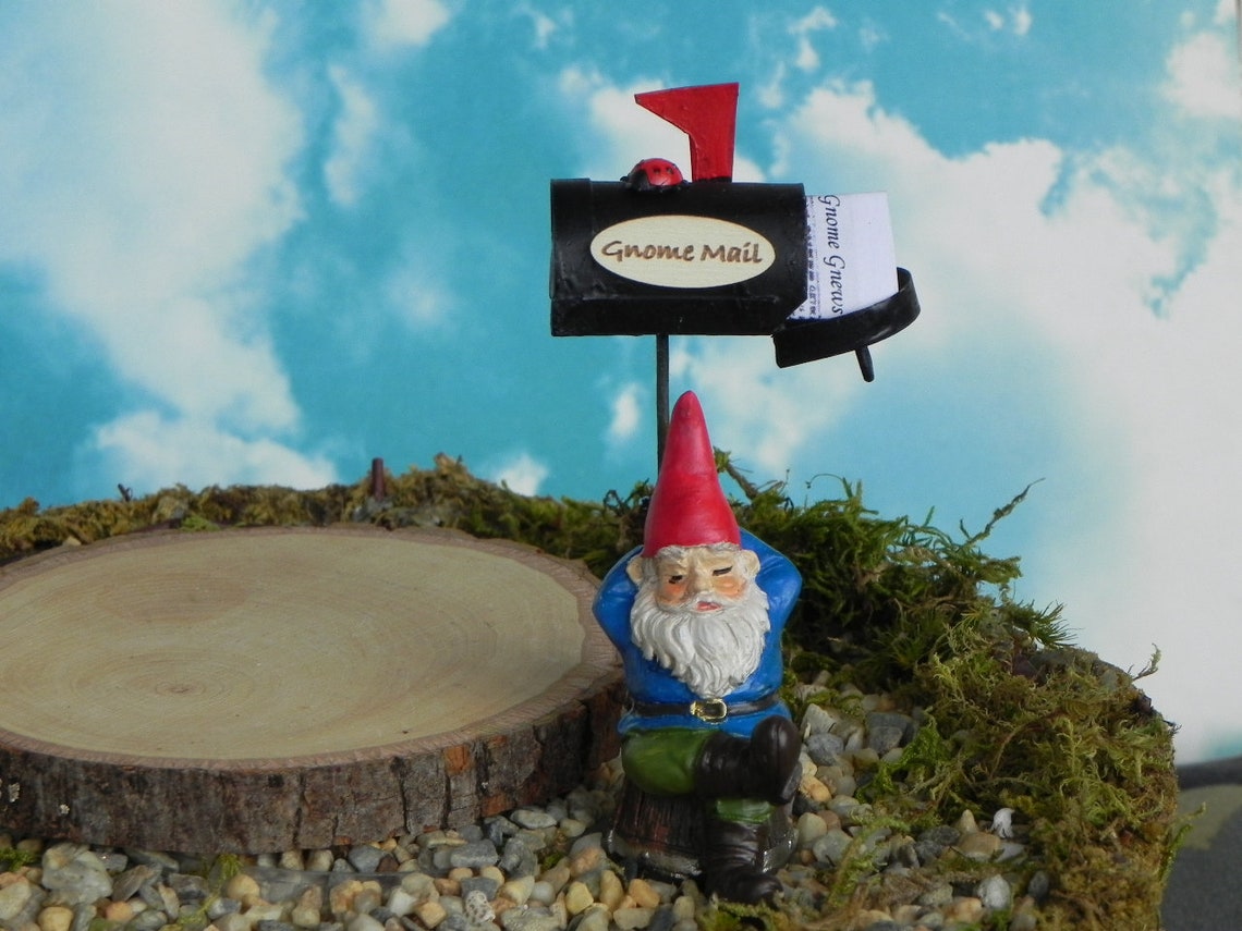 Miniature Gnome Mailbox Gnome Gnews Paper Miniature Sleeping Etsy