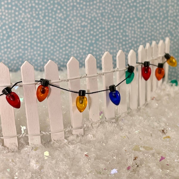 Miniature Christmas Lights Colorful Clear bulb, strand, non electric, fairy garden accessories, diorama, craft supply, Dollhouse Decoration