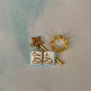 Once Upon A Time Book, miniatures for fairy garden, miniature wand, mini crown, fairy tale book, mini magic wand, fairy princess accessories image 6