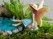 Miniature Fairy and Bird, fairy garden accessories, bird perch, fairy garden miniatures, fairy figurine, miniature blue bird 