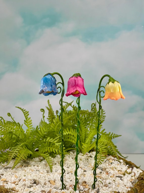 Miniature Flower Lantern, Set of 3 or Single, Fairy Garden