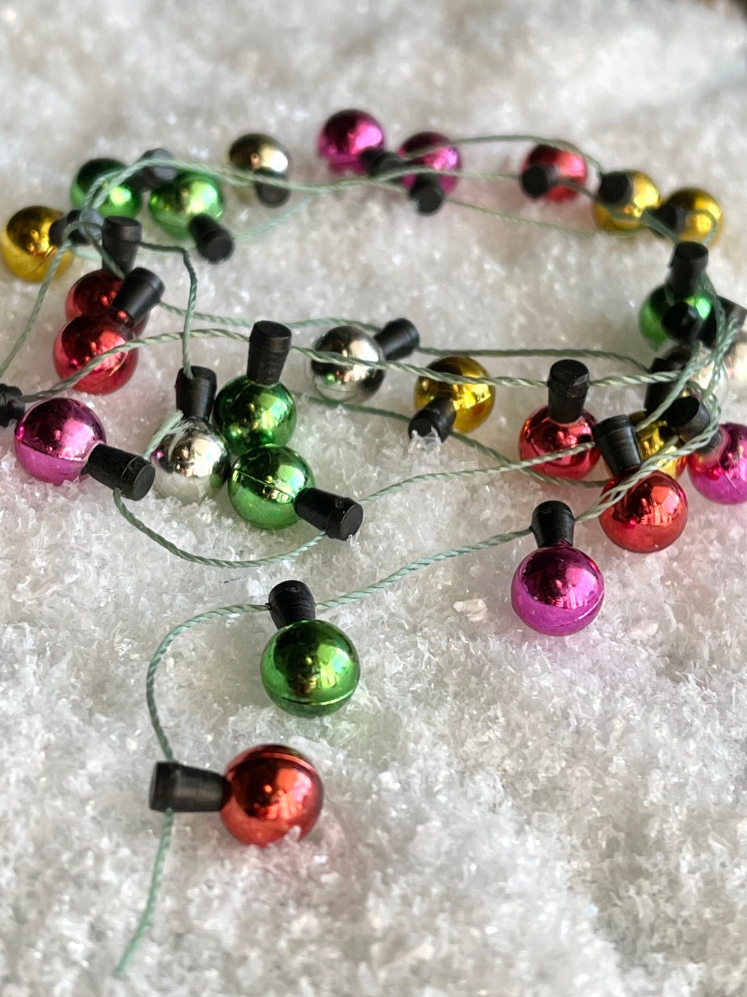 Miniature Christmas Light Bulbs, Metallic Round Bulb Strand, NON