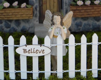 Fairy Garden Accessories, SOLD SEPARATELY, sign, fairy figurine, miniature picket fence, miniature fairy, miniature sign