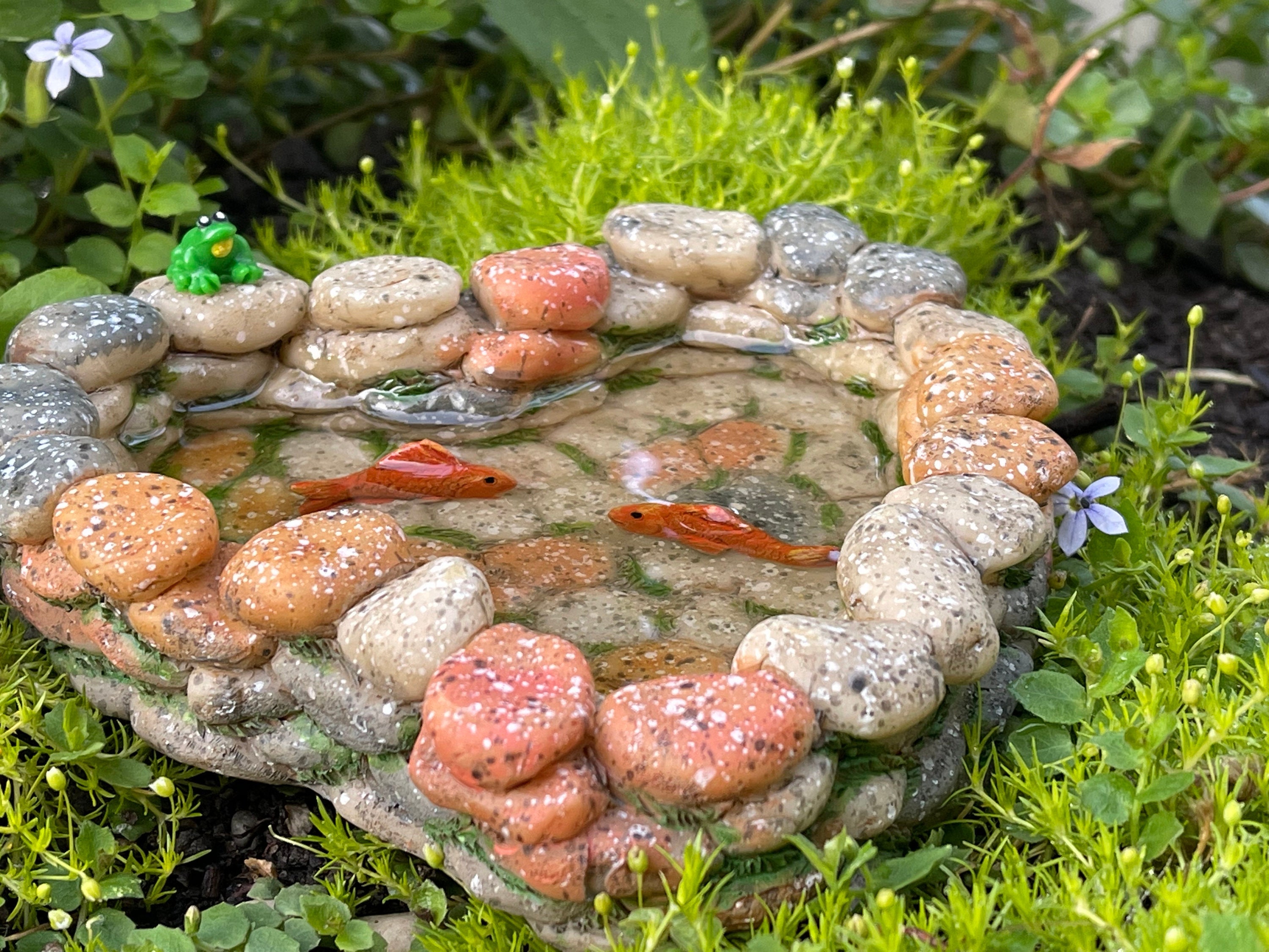 Fairy Garden Koi Pond Miniature With Artificial Water Terrarium