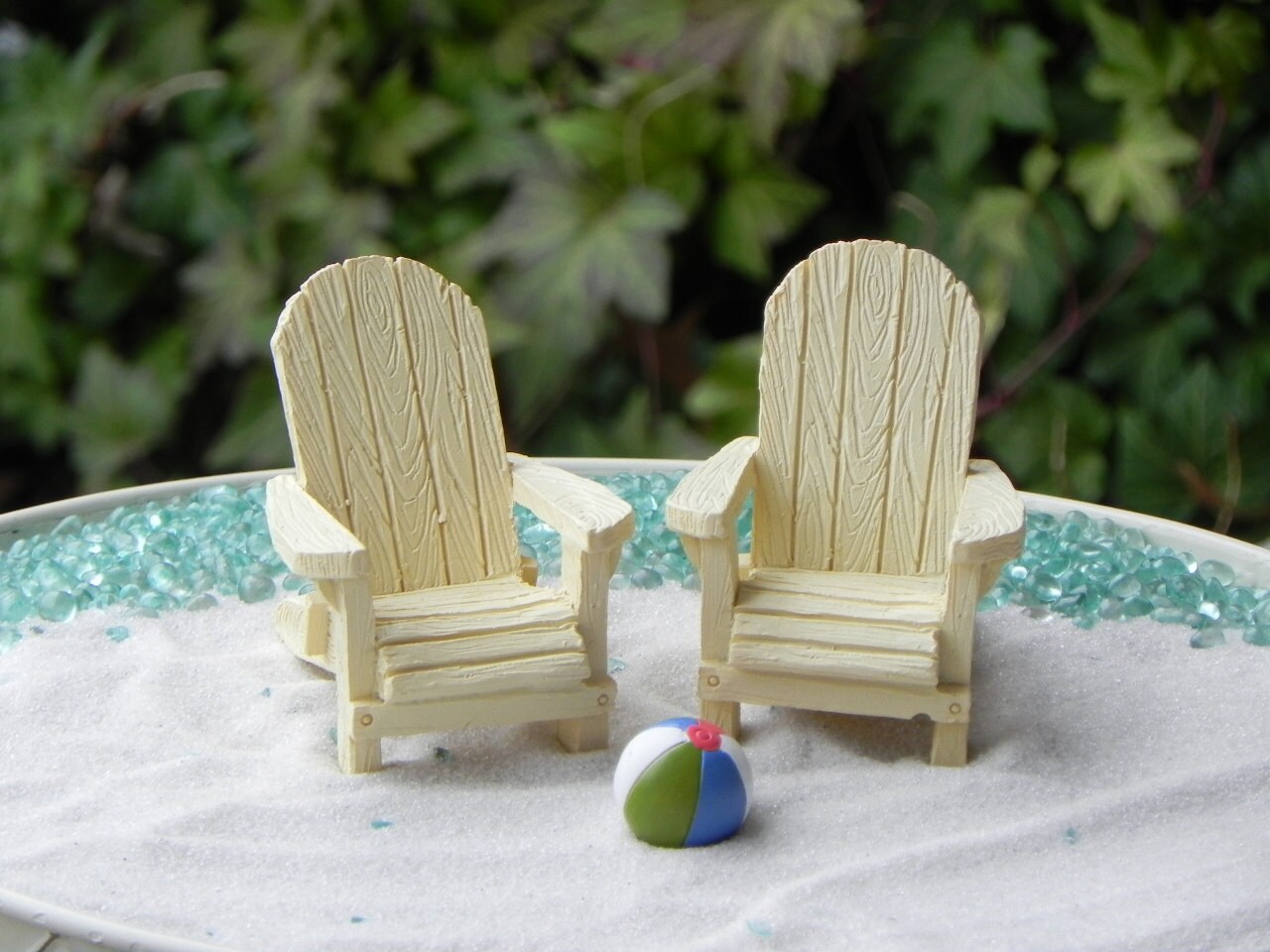 Miniature Dollhouse FAIRY GARDEN Furniture ~ Cream Wire Chaise Lounge Bench NEW 