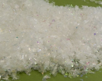 Fake Snow Flakes iridescent artificial decorative snow for fairy gardens, Christmas village winter scenes dollhouse accessories accessory