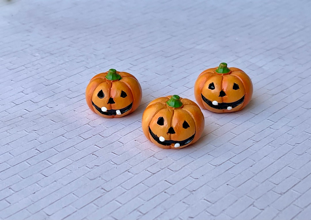 Miniature Jack O Lantern, Fairy Garden Jack-o-lantern, Tiered Tray ...