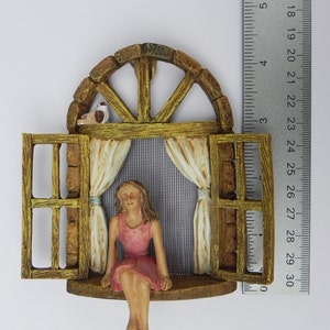 Miniature garden GIRL no wings mini garden accessory Girl sitting in miniature window, accessory for fairy garden image 6