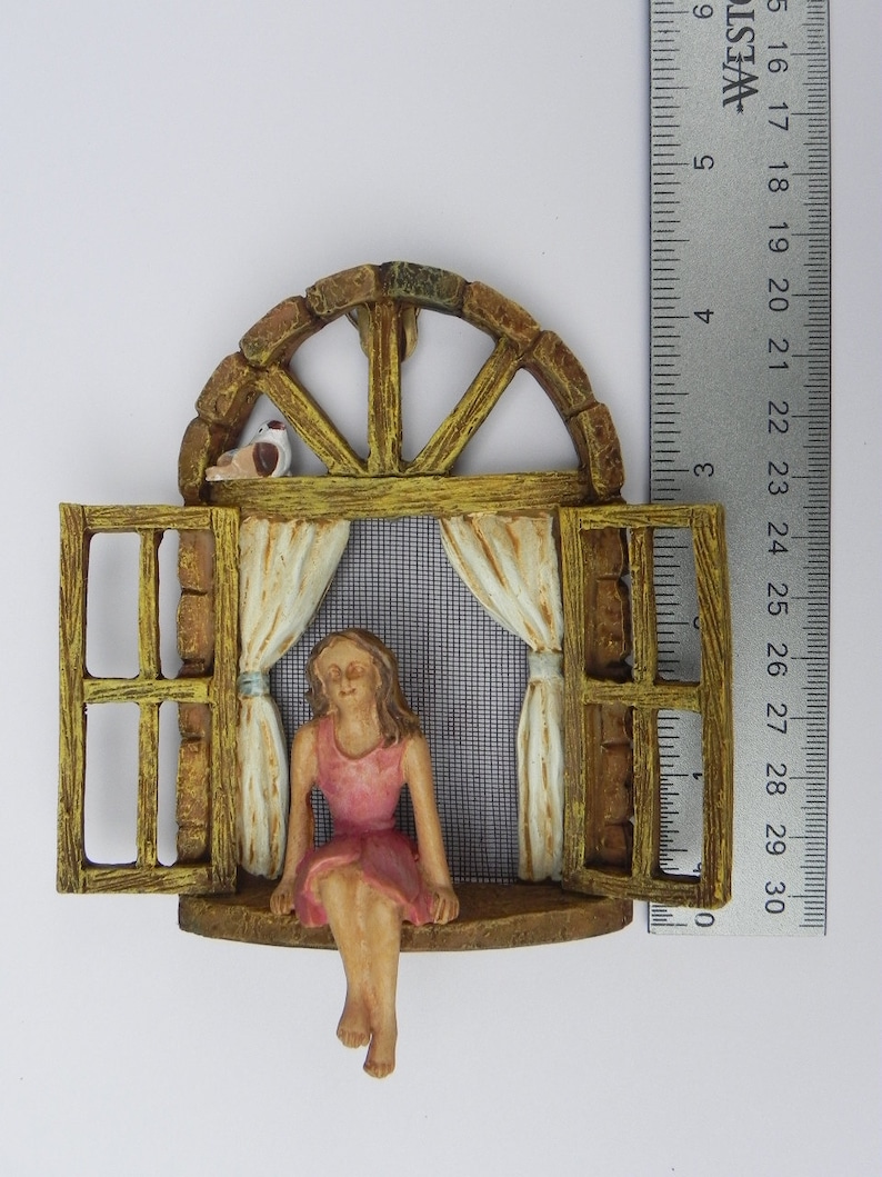 Miniature garden GIRL no wings mini garden accessory Girl sitting in miniature window, accessory for fairy garden image 6