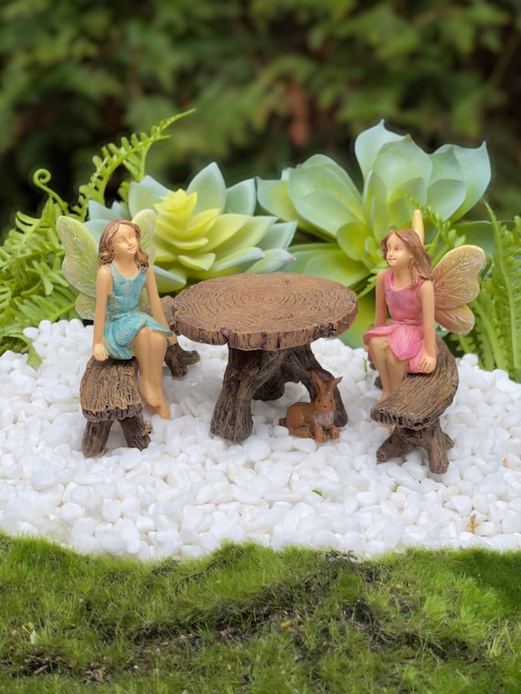 Kollektive Ønske Klemme Fairy Garden Accessories Miniature Table With Benches 2 - Etsy Israel