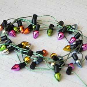 Miniature Christmas Lights, metallic bulb, string, non-electric, fairy garden  accessories, diorama, craft supply, Christmas miniatures