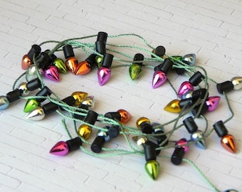 Miniature Christmas Lights, metallic bulb, string, non-electric, fairy garden  accessories, diorama, craft supply, Christmas miniatures