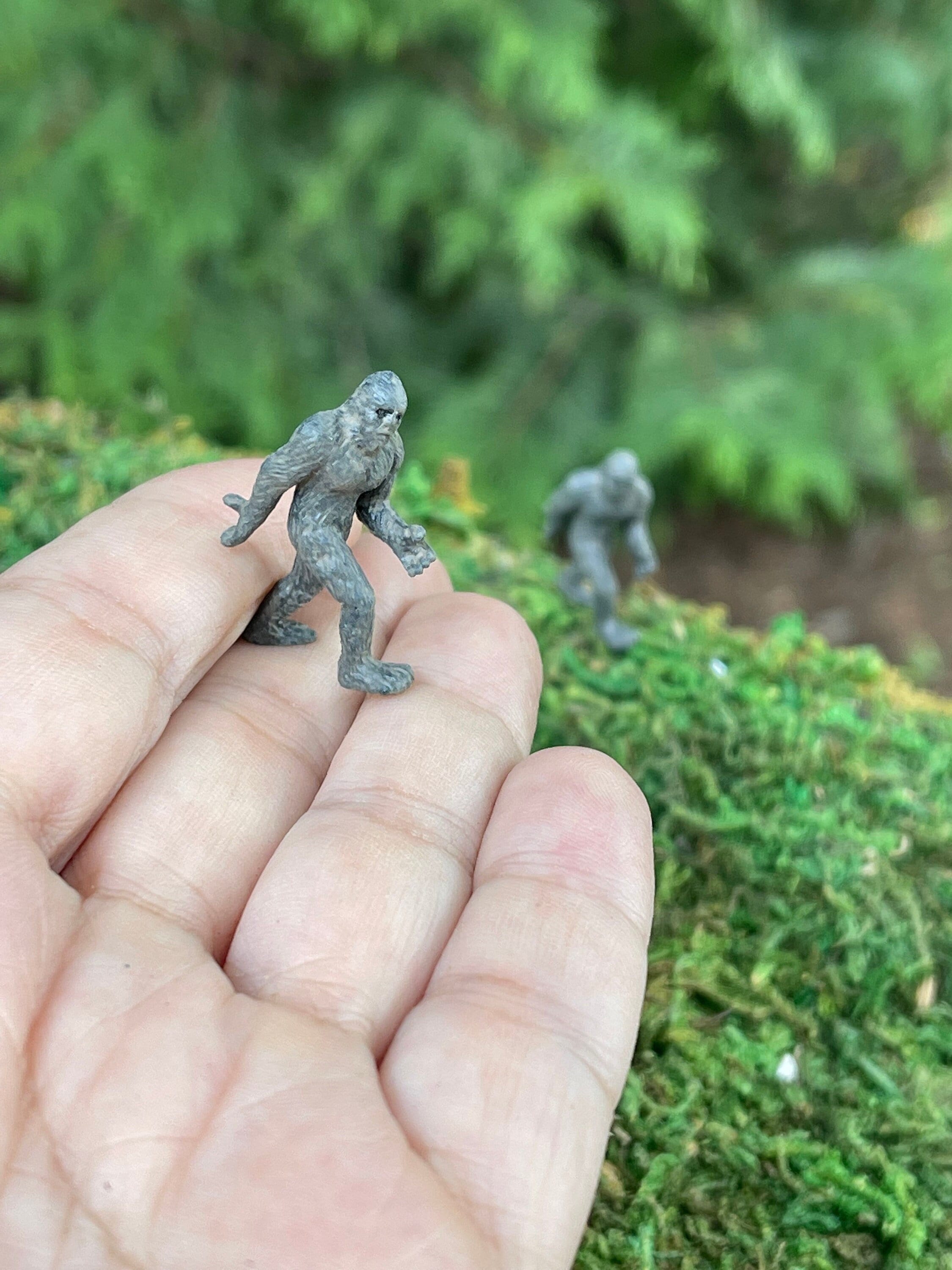 Micro Miniature Bigfoot, Tiny Sasquatch, Fairy Garden Accessory, Micro Mini terrarium supply, diorama figurine, Micro Mini craft supplies