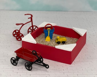 Miniature Sandbox, Dollhouse Miniature Dump Truck, Miniature Bucket, Miniature Shovel, Fairy Garden Accessories, ITEMS SOLD SEPARATELY