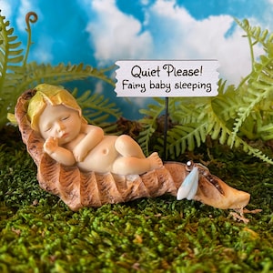 Lavender Orchid Sleeping Fairy Baby Miniature Garden Accessory Terrarium Flower Container Gardening Indoor Fairy Garden Table Centerpiece