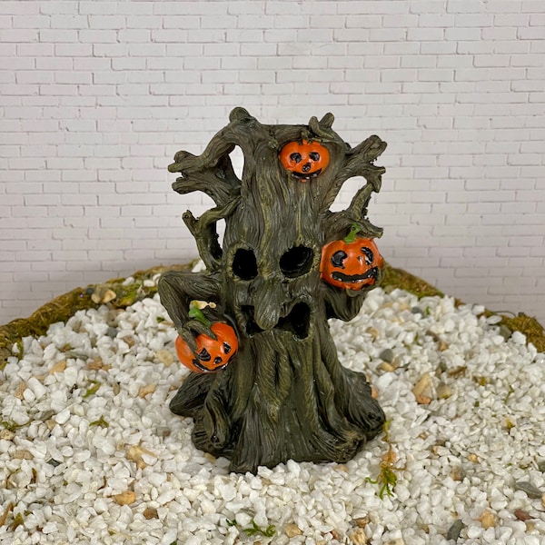 Miniature Spooky Tree, LED changing colors light up, battery operated, Fairy Garden Accessory, Halloween Miniatures, Dollhouse Miniature