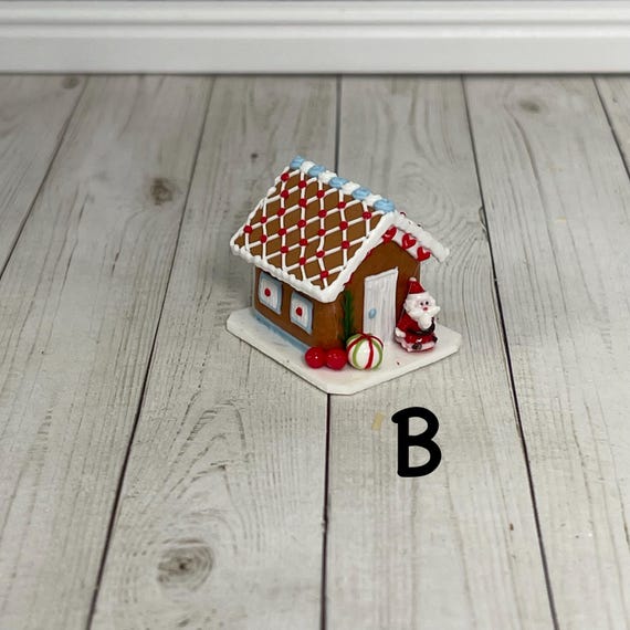 Miniature Gingerbread House, Tiny Christmas Tree Bear Candy Cane