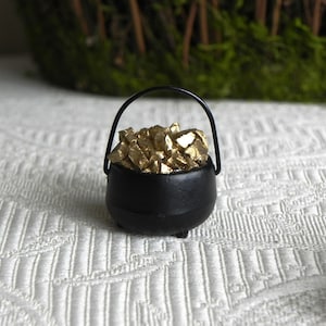 Pot of Gold St. Patrick's day miniature accessories, lucky pot o gold, cauldron seasonal dollhouse miniatures, accessory for fairy garden