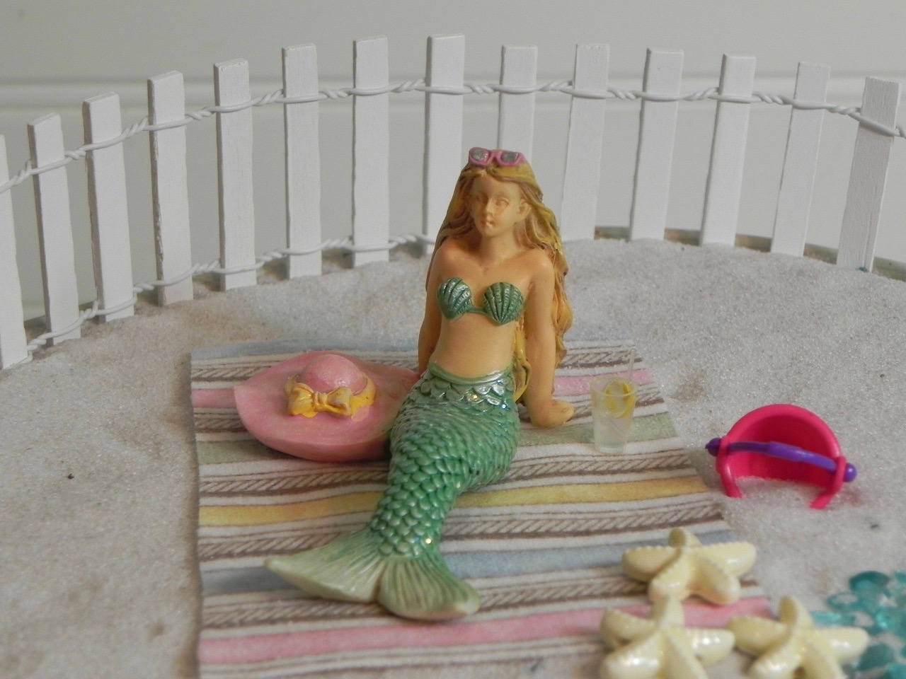 Miniature Mermaid Fairy Garden Beach Towel Sun Hat Bucket Etsy