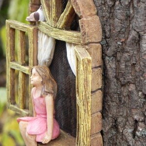 Miniature garden GIRL no wings mini garden accessory Girl sitting in miniature window, accessory for fairy garden image 5