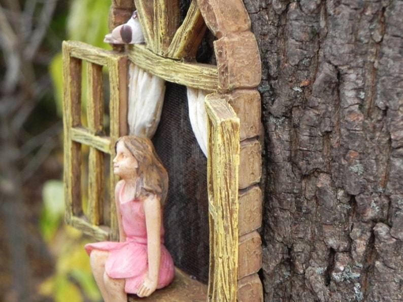 Miniature garden GIRL no wings mini garden accessory Girl sitting in miniature window, accessory for fairy garden Bild 5