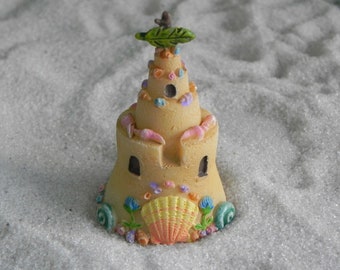 Miniature Sandcastle Sand Castle, Beach garden accessories, coastal miniatures fairy garden minis, supplies for fairy garden, wedding supply