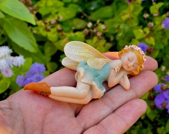 Fairy Garden Miniatures Sleeping Fairy, figurine, cute gift for granddaughter daughter miniature napping girl fairy, terrarium supply