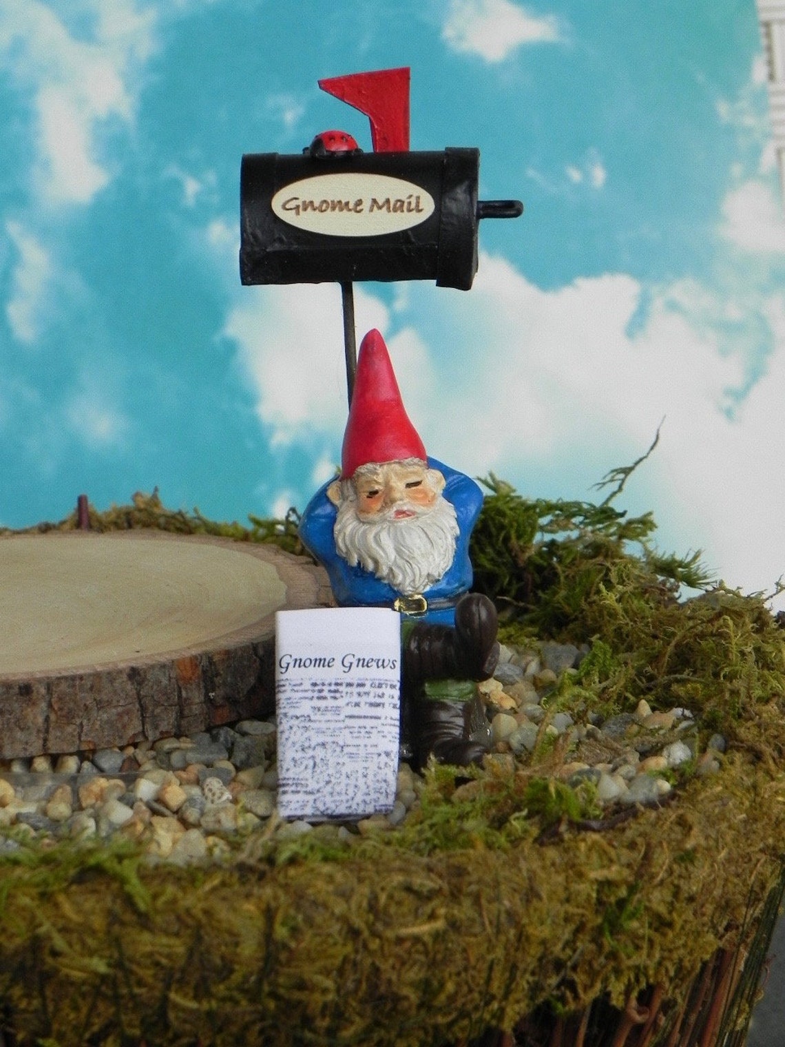 Miniature Gnome Mailbox Gnome Gnews Paper Miniature Sleeping Etsy