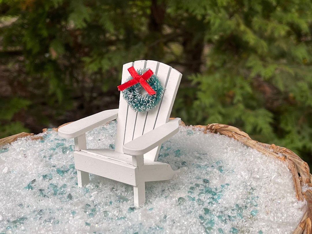 Miniature Adirondack Chair Handcrafted wooden Christmas Decoration Miniature Adirondack chair with wreath Christmas Adirondack Chair Etsy