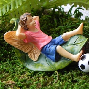Boy Fairy Sleeping, Miniature Soccer Ball, Miniature Boy Fairy, Lazy Days, Basketball, Sport accessories, Terrarium Garden