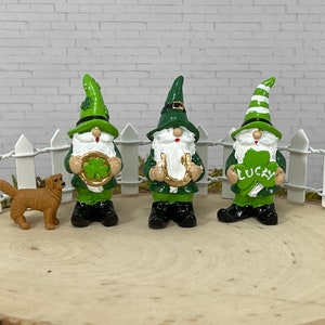 Miniature Leprechaun Gnome, St. Patrick's Day Miniatures, dollhouse miniatures, fairy garden accessories, mini gnomes, ITEMS SOLD SEPARATELY