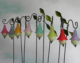 Fairy Garden Miniatures Flower Lantern, Glow in the Dark globe, handmade, fairy garden accessories