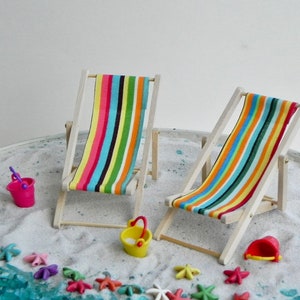 Miniature beach deck chair, bucket, etc, fairy garden accessories, fairy garden miniatures, SOLD SEPARATELY image 3