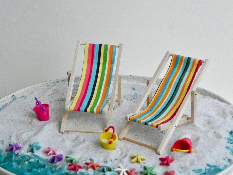 Miniature beach deck chair, bucket, etc, fairy garden accessories, fairy garden miniatures, SOLD SEPARATELY image 3