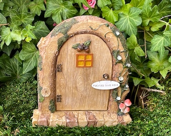 Fairy Door Miniature outdoor resin fairy door, acorn wood look, miniature mushrooms, fairy garden accessories, fairy garden miniatures