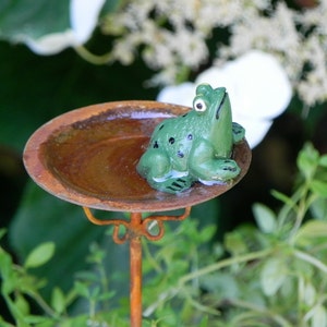 Fairy Garden Birdbath miniature bird bath with frog and artificial water  for terrarium accessories
